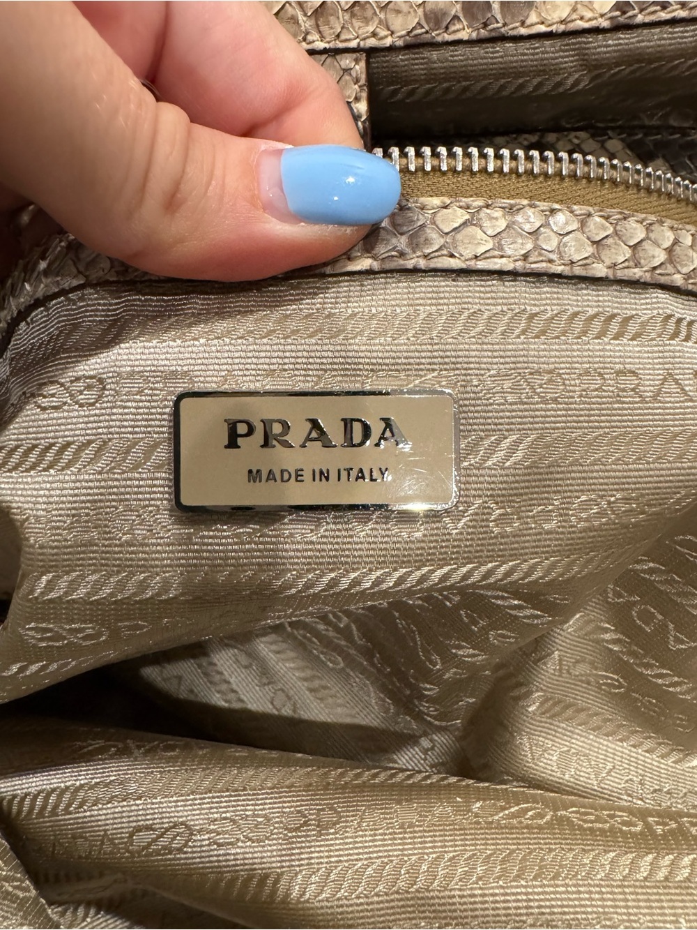 Prada brown python snakeskin Logo Sacca Hobo tote bag - Picture 9 of 16